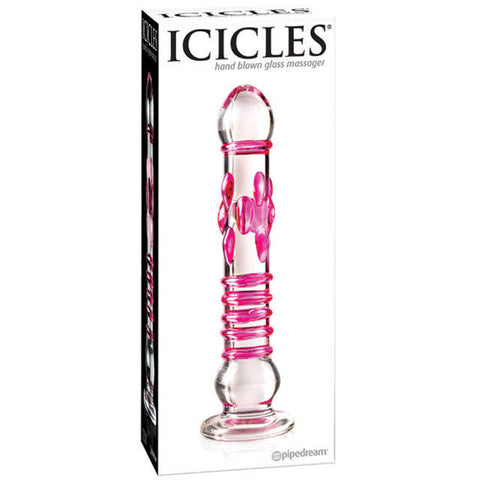 Icicles No. 6- Glass Wand (Clear/Pink)