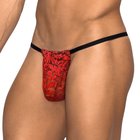 MP Stretch Lace Posing Strap Red O/S