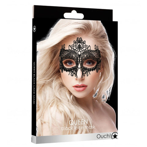 Ouch! Queen Black Lace Mask  - Black
