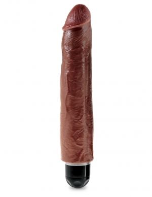 KING COCK 10 IN VIBRATING STIFFY BROWN